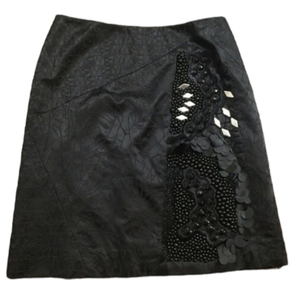 ECCETERA Black Silk Embellished Beaded Applique Design Mini Skirt 6. - Picture 1 of 6